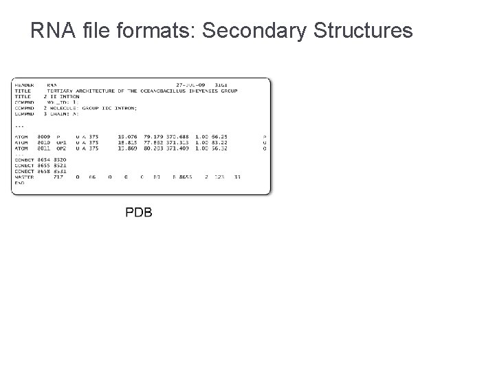 RNA file formats: Secondary Structures 