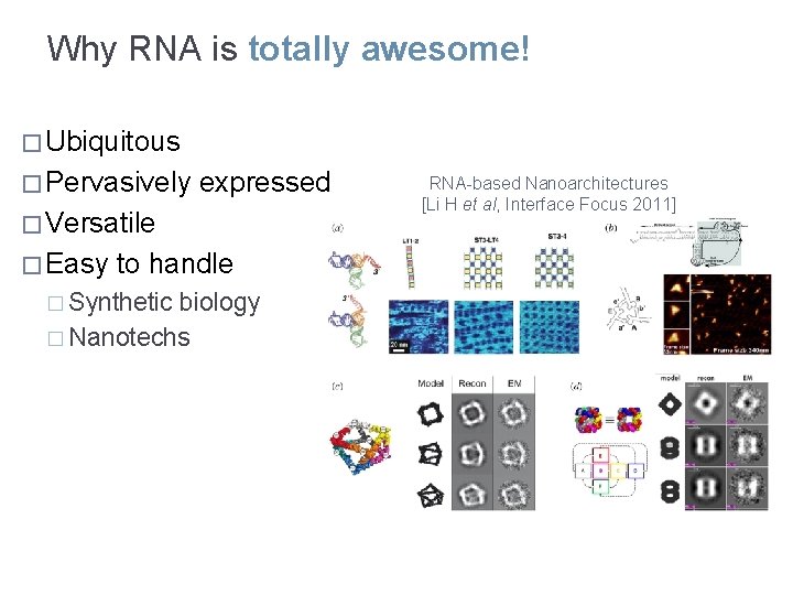 Why RNA is totally awesome! � Ubiquitous � Pervasively expressed � Versatile � Easy