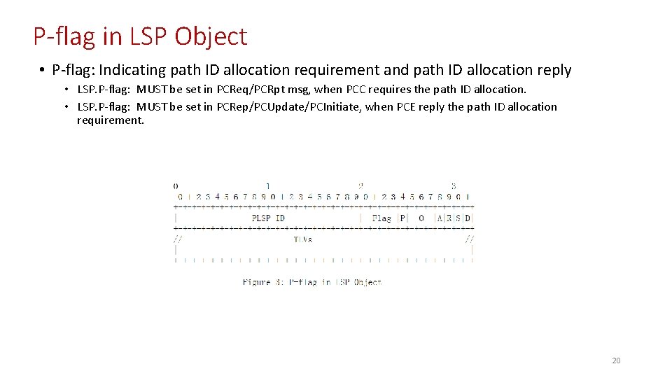 P-flag in LSP Object • P-flag: Indicating path ID allocation requirement and path ID