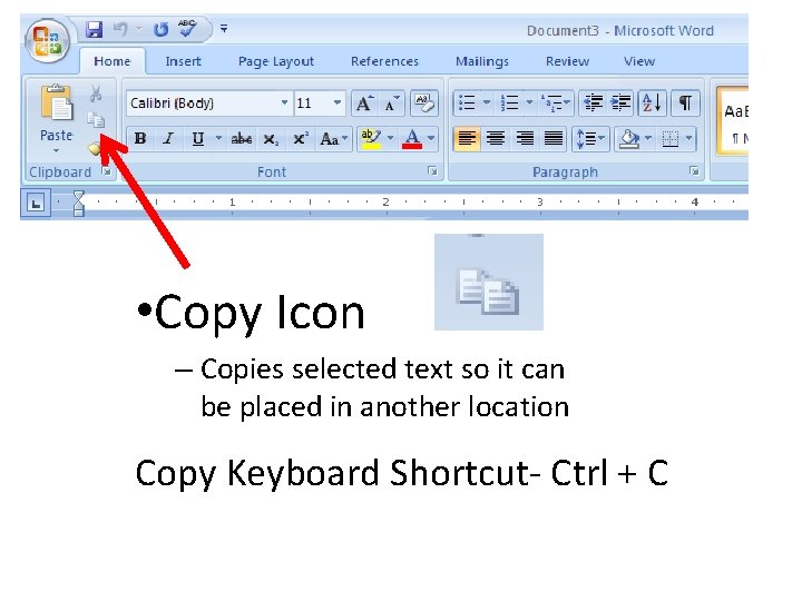  • Copy Icon – Copies selected text so it can be placed in
