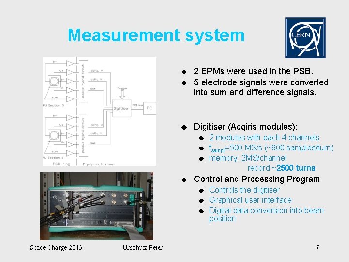 Measurement system u 2 BPMs were used in the PSB. 5 electrode signals were