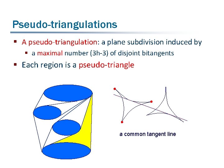 Pseudo-triangulations § A pseudo-triangulation: a plane subdivision induced by § a maximal number (3