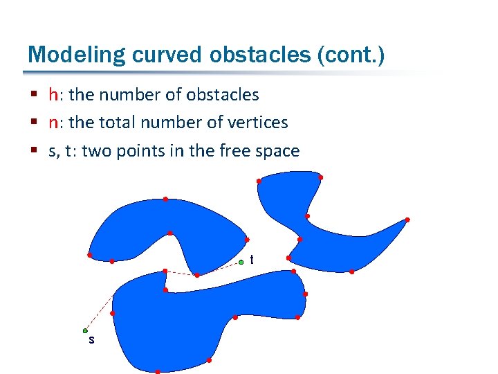 Modeling curved obstacles (cont. ) § h: the number of obstacles § n: the