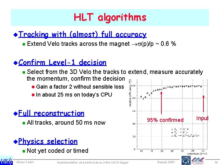 HLT algorithms u. Tracking n Extend with (almost) full accuracy Velo tracks across the