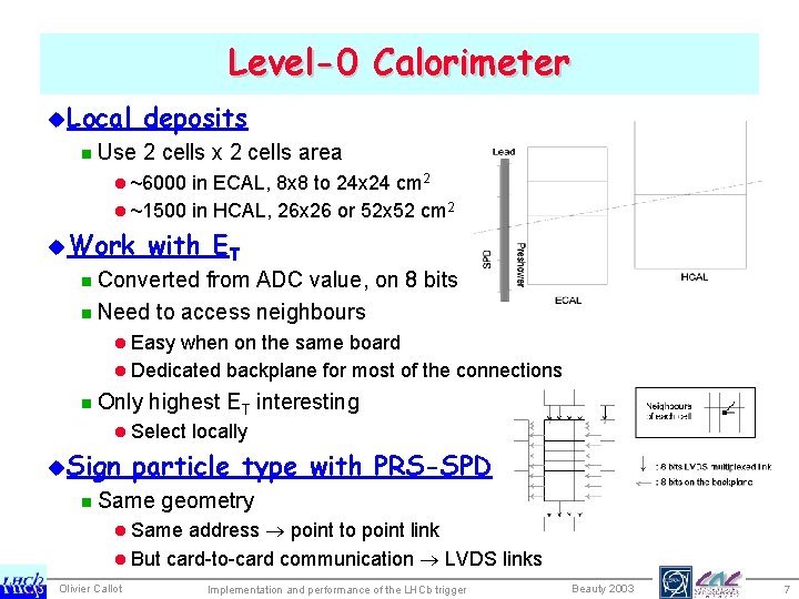 Level-0 Calorimeter u. Local deposits n Use 2 cells x 2 cells area l