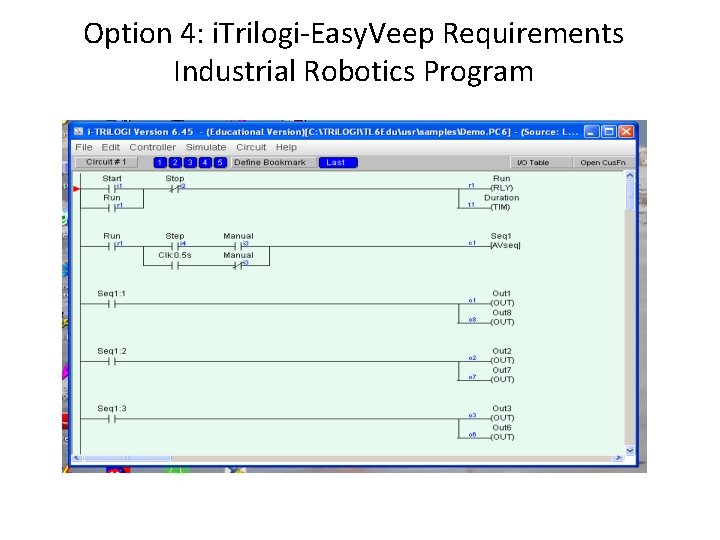Option 4: i. Trilogi-Easy. Veep Requirements Industrial Robotics Program 