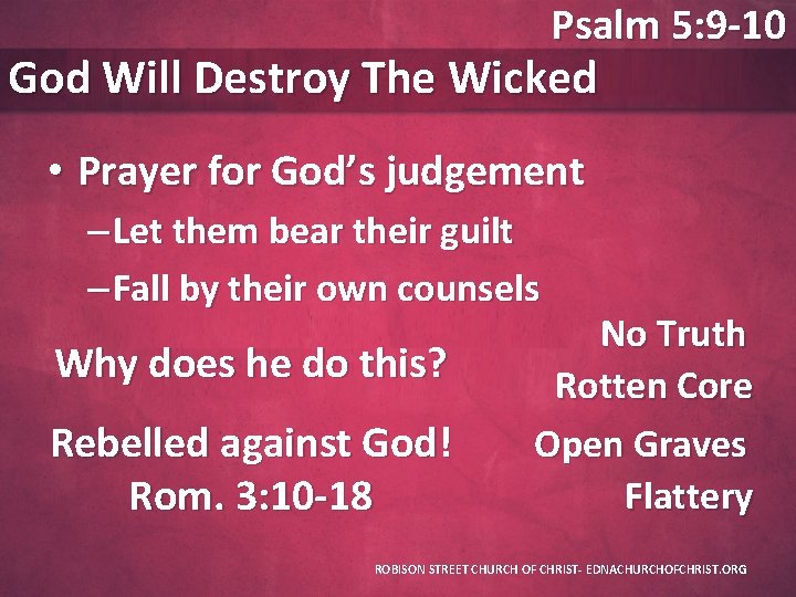 Psalm 5: 9 -10 God Will Destroy The Wicked • Prayer for God’s judgement