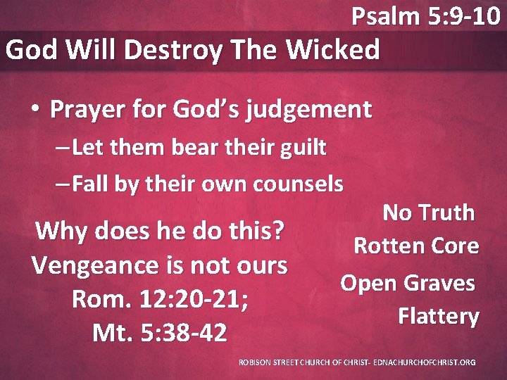 Psalm 5: 9 -10 God Will Destroy The Wicked • Prayer for God’s judgement