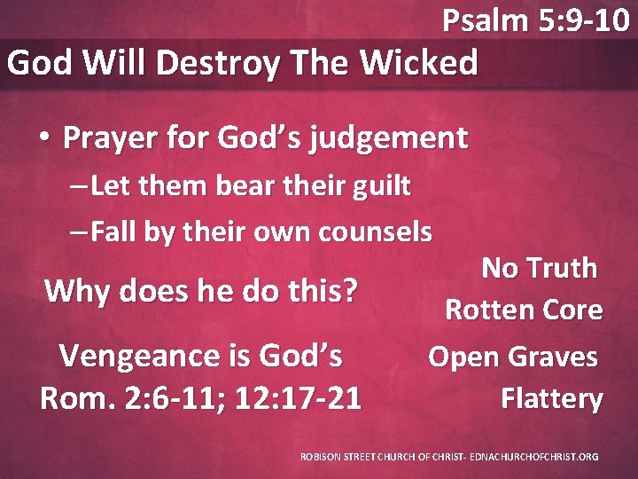 Psalm 5: 9 -10 God Will Destroy The Wicked • Prayer for God’s judgement