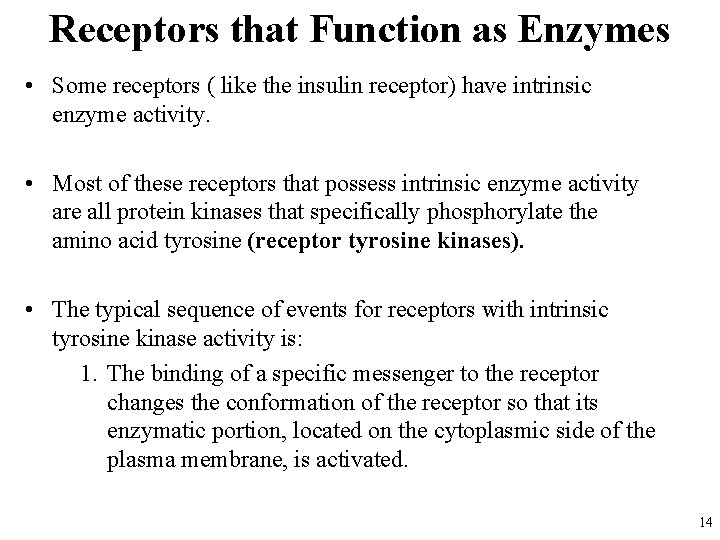 Receptors that Function as Enzymes • Some receptors ( like the insulin receptor) have