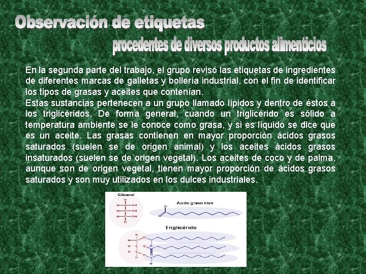 En la segunda parte del trabajo, el grupo revisó las etiquetas de ingredientes de