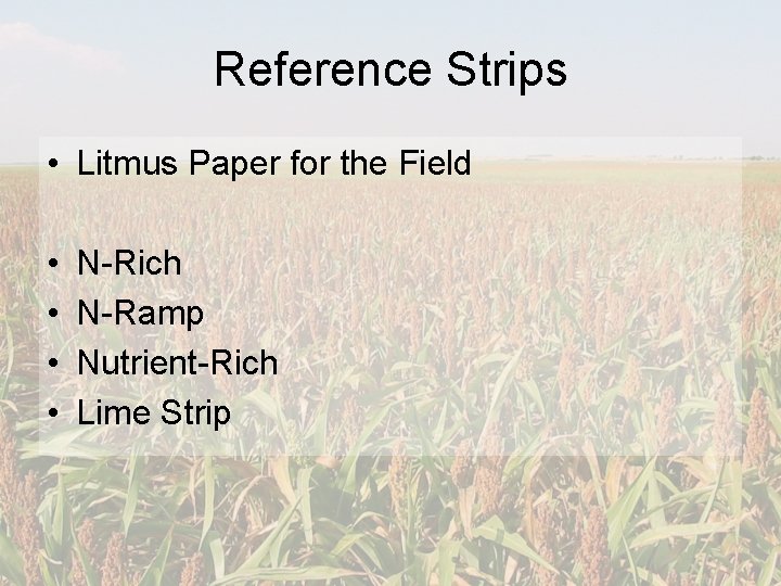 Reference Strips • Litmus Paper for the Field • • N-Rich N-Ramp Nutrient-Rich Lime