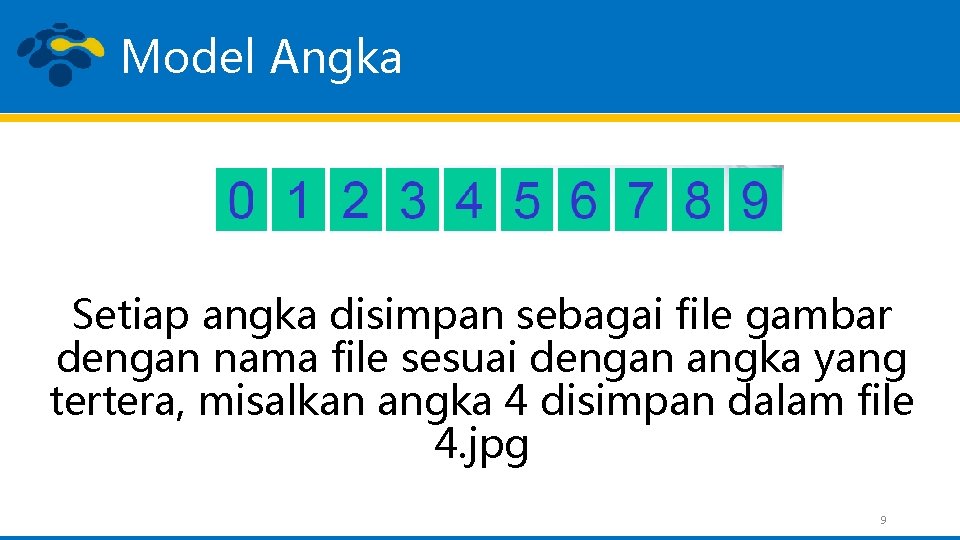 Model Angka Setiap angka disimpan sebagai file gambar dengan nama file sesuai dengan angka
