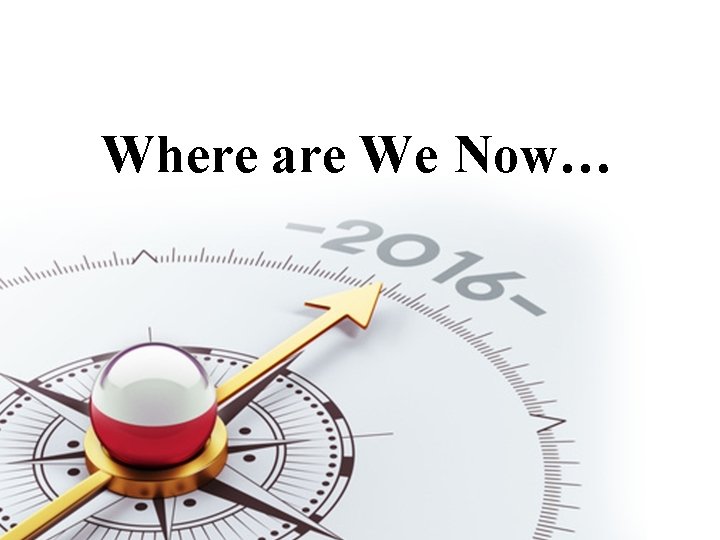 Where are We Now… 