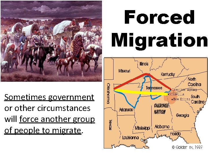 Forced Migration Sometimes government or other circumstances will force another group of people to