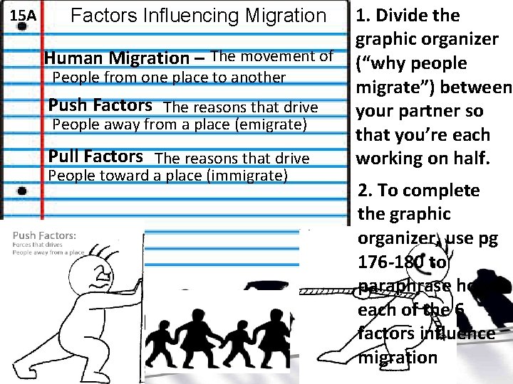15 A Factors Influencing Migration Human Migration – The movement of People from one