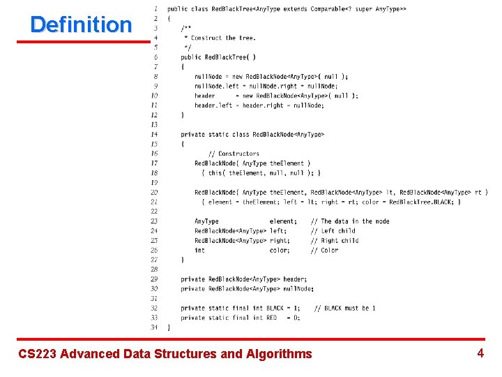 Definition CS 223 Advanced Data Structures and Algorithms 4 