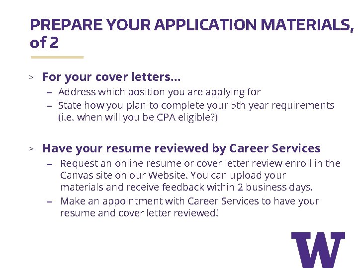 PREPARE YOUR APPLICATION MATERIALS, 2 of 2 > For your cover letters… – Address