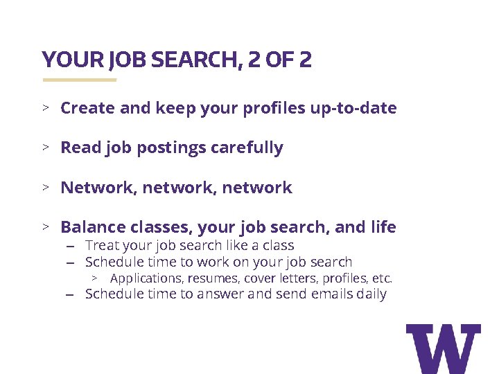 YOUR JOB SEARCH, 2 OF 2 > Create and keep your profiles up-to-date >
