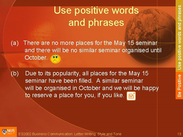 (b) Due to its popularity, all places for the May 15 seminar have been