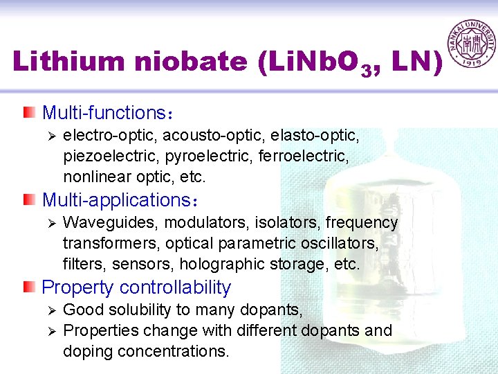 Tetravalent Ions Doped Lithium Niobate Crystals Yongfa Kong