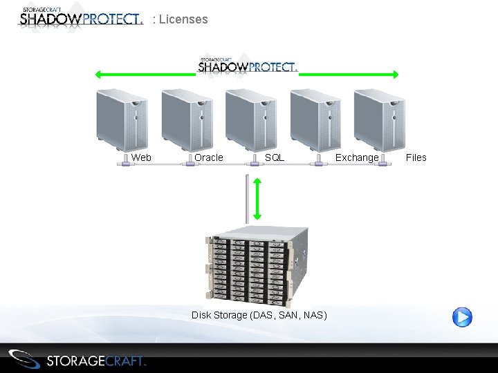 : Licenses Web Oracle SQL Disk Storage (DAS, SAN, NAS) Exchange Files 