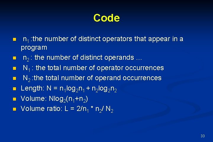 Code n n n n 1 : the number of distinct operators that appear