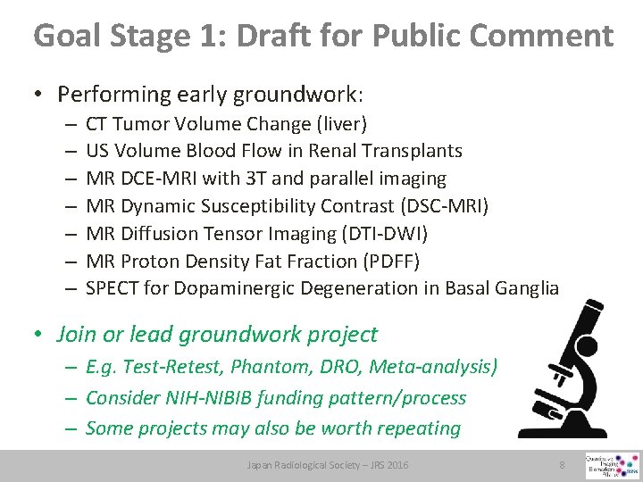 Goal Stage 1: Draft for Public Comment • Performing early groundwork: – – –