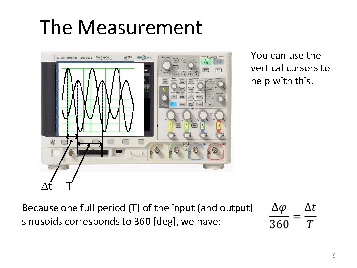 The Measurement You can use the vertical cursors to help with this. Dt T