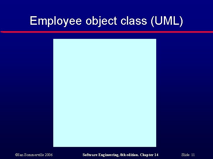 Employee object class (UML) ©Ian Sommerville 2006 Software Engineering, 8 th edition. Chapter 14