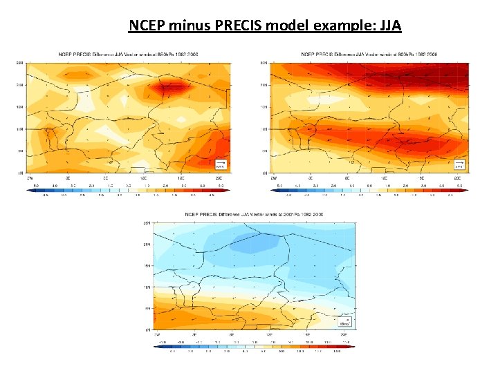 NCEP minus PRECIS model example: JJA 