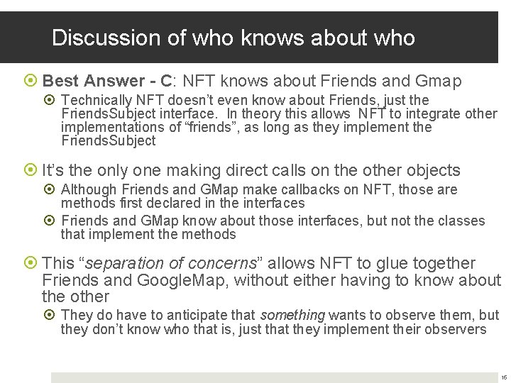 Discussion of who knows about who Best Answer - C: NFT knows about Friends