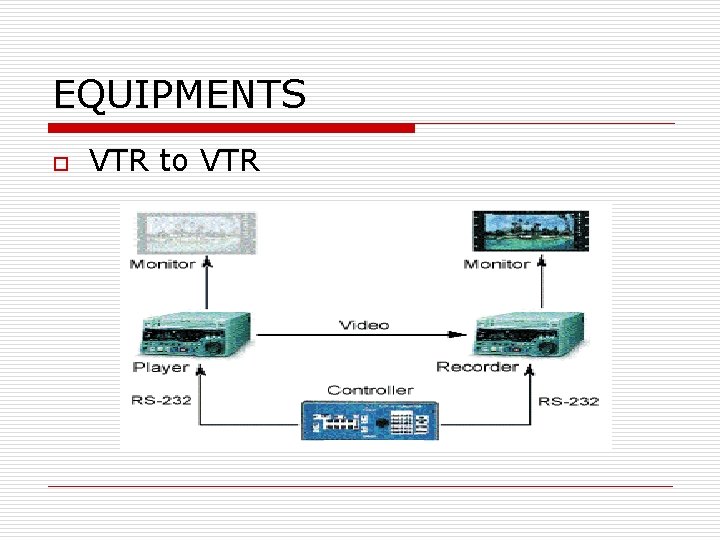 EQUIPMENTS o VTR to VTR 