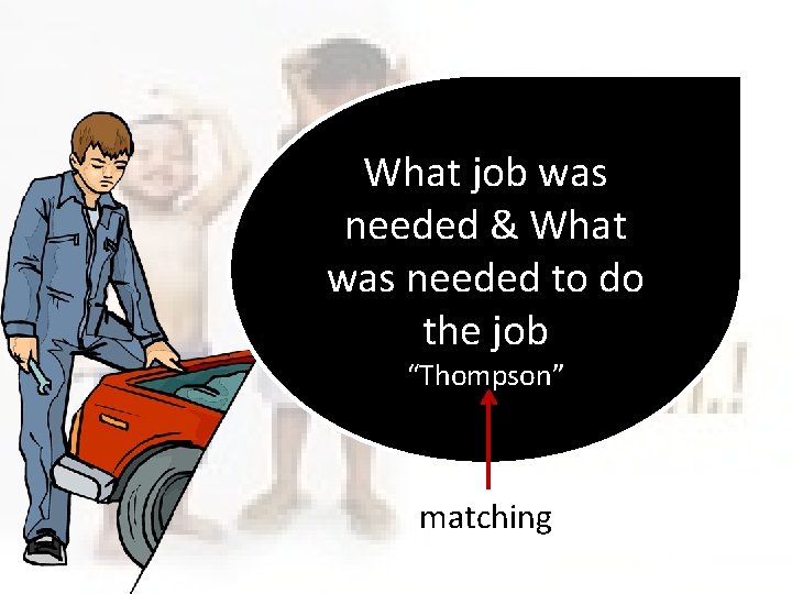 What job was needed & What was needed to do the job “Thompson” matching