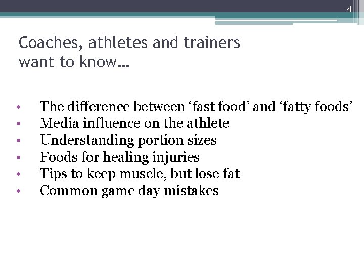 4 Coaches, athletes and trainers want to know… • • • The difference between
