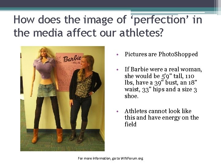 How does the image of ‘perfection’ in the media affect our athletes? • Pictures