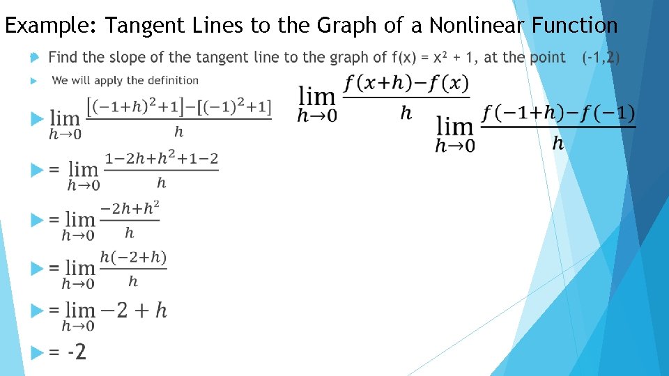 Example: Tangent Lines to the Graph of a Nonlinear Function 