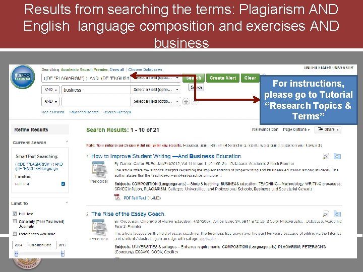 Results from searching the terms: Plagiarism AND English language composition and exercises AND business