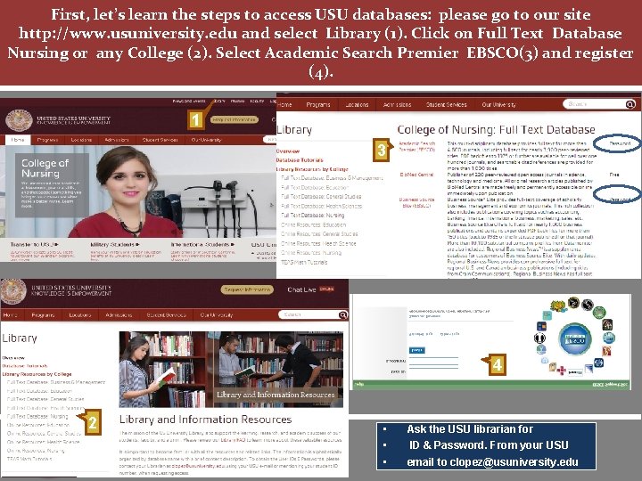 First, let’s learn the steps to access USU databases: please go to our site