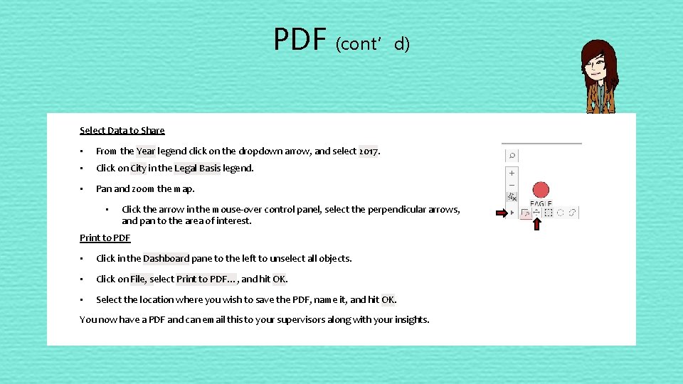 PDF (cont’d) Select Data to Share • From the Year legend click on the