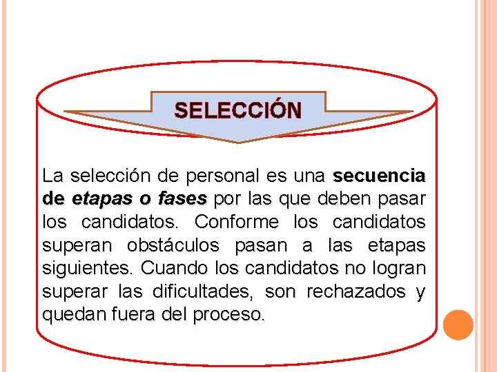 SELECCIÓN La selección de personal es una secuencia de etapas o fases por las