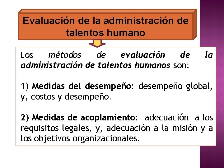 Evaluación de la administración de talentos humano Los métodos de evaluación de administración de