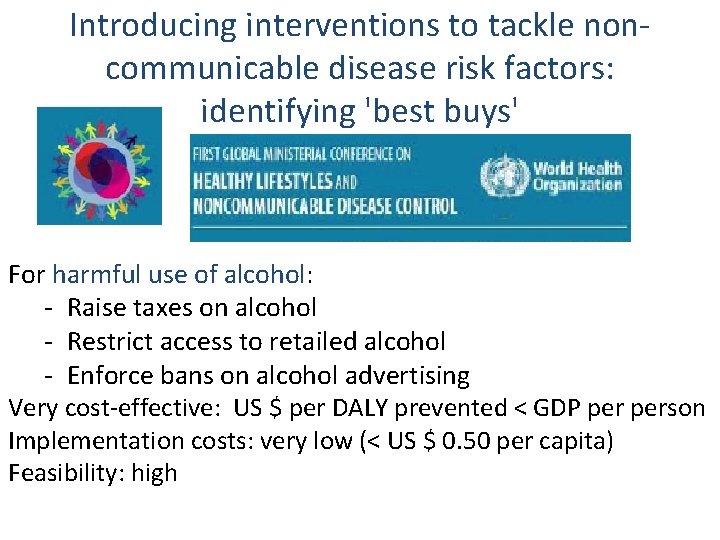 Introducing interventions to tackle noncommunicable disease risk factors: identifying 'best buys' For harmful use