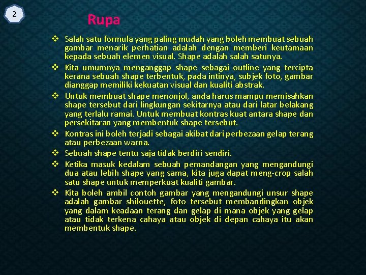 2 Rupa v Salah satu formula yang paling mudah yang boleh membuat sebuah gambar