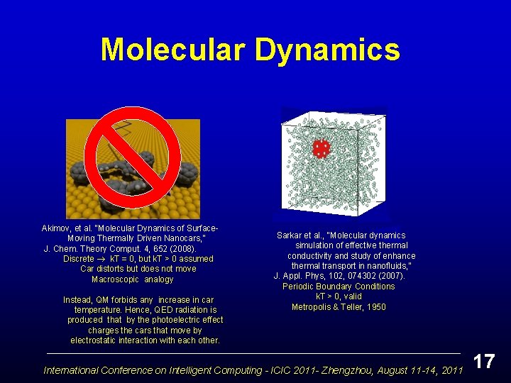 Molecular Dynamics Akimov, et al. “Molecular Dynamics of Surface. Moving Thermally Driven Nanocars, ”