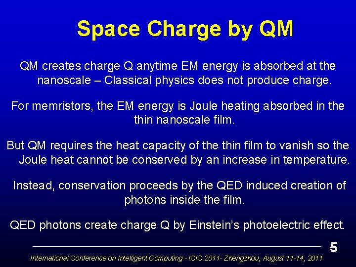 Space Charge by QM QM creates charge Q anytime EM energy is absorbed at