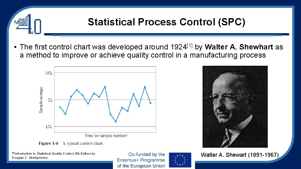 Statistical Process Control (SPC) • The first control chart was developed around 1924[1] by