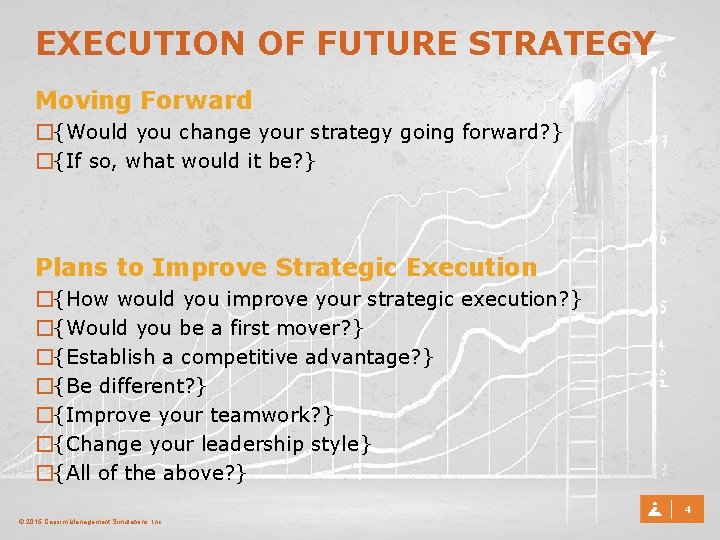 EXECUTION OF FUTURE STRATEGY Moving Forward �{Would you change your strategy going forward? }