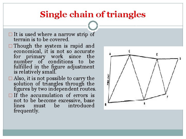 Single chain of triangles � It is used where a narrow strip of terrain