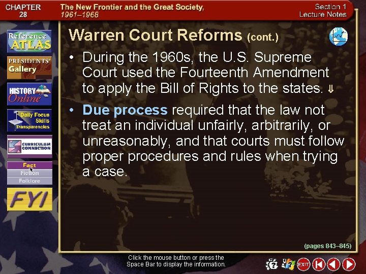 Warren Court Reforms (cont. ) • During the 1960 s, the U. S. Supreme